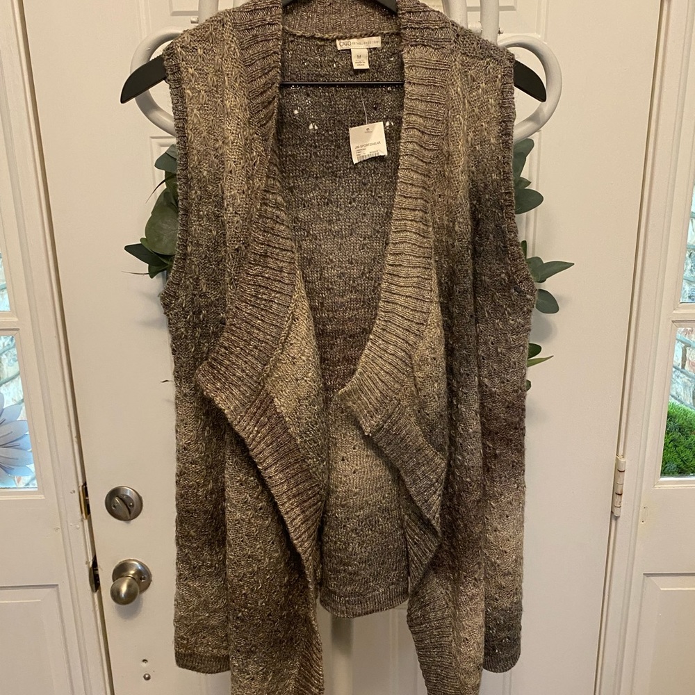 NWT Cato Ombre Open Knit Waterfall Open Knit Sweater Vest Cardigan M Oversized